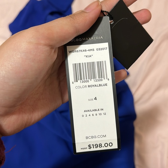NWT BCBGMAXAZRIA Cold Shoulder Kia Blue Dress - Picture 3 of 7